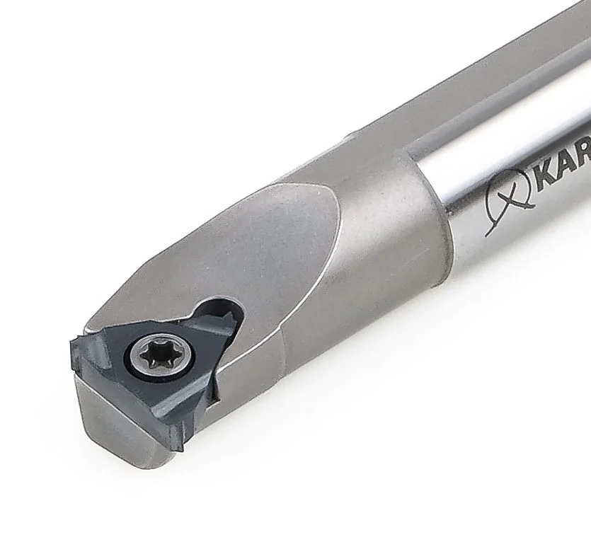 Bareno per filettatura interna KARASAWA serie MI — inserto triangolare su un'unica vite Torx in una testa sottile su codolo tondo